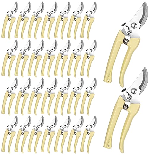 Chumia 30 Garden Flower Shears Pruning Scissors Heavy Duty Plant Scissors Trimming Garden Clippers Hand Tree Pruner for Yard Gardening Plants Hedge Flower Tree Cutting Secateurs (Beige)