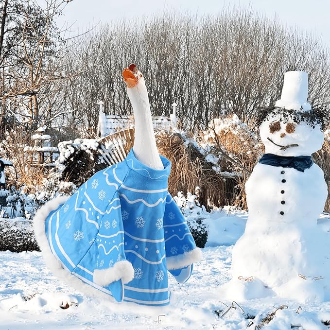 Goose Outfit, Winter Goose Outfits for Cement Goose Cute Goose Costume Yard Goose Clothing Goose Yard Statue Clothes for Outdoor Patio Yard Lawn Statueart Goose Decoration(Dwarf)
