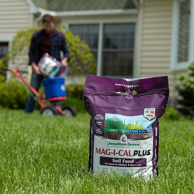 Jonathan Green (11356 Mag-I-Cal Plus Soil Food for Lawns in Alkaline & Hard Soils - Soil Amendment for Grass (5,000 Sq. Ft.), No Size, Brown