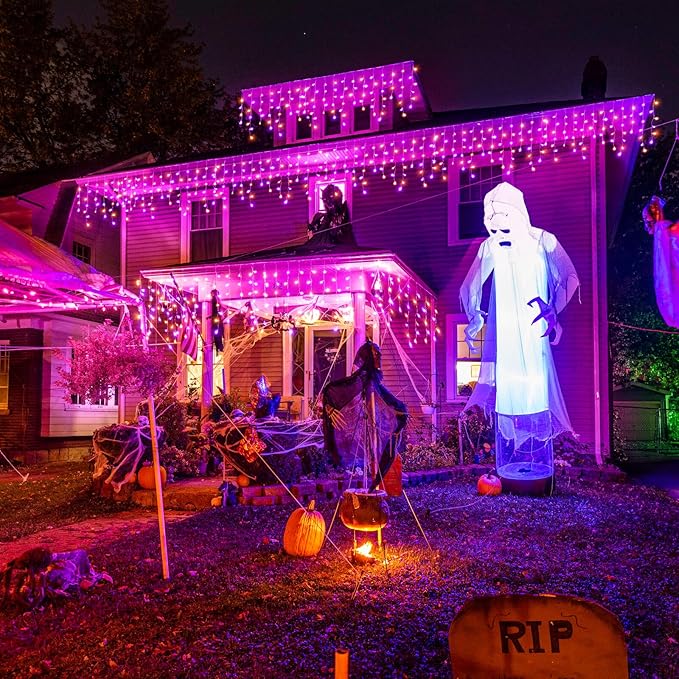 Christmas Lights Outdoor, Clear Wire Twinkle String Lights Indoor, 8 Modes String Lights for Outdoor Indoor Home Party Decorations, BlueWhite