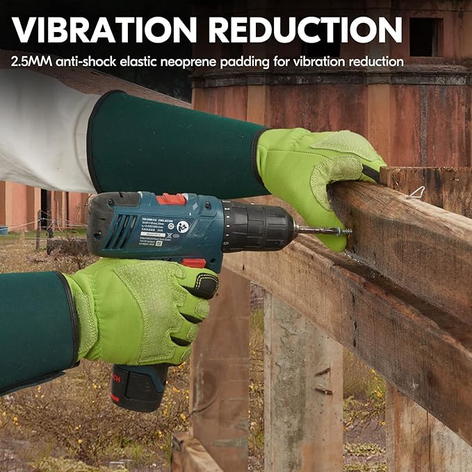 Vgo... Gardening Gloves Ladies,Safety Work Gloves,Long Sleeves Gauntlet,Puncture Proof,Touchscreen(Size L,Light green,SL7477)