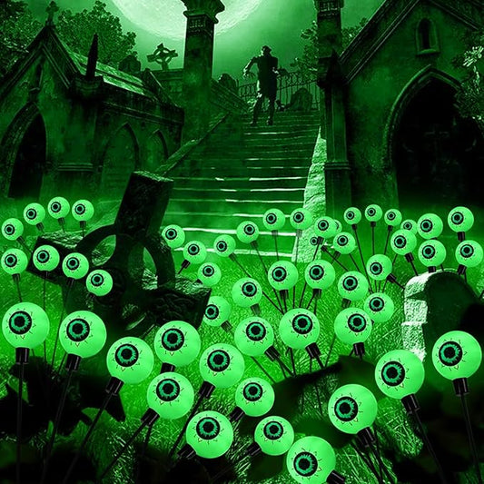 Aogist Halloween Decorations Eyeball Swaying Firefly Light Bright Long Standby Time Waterproof Outdoor Lights for Beautiful Spaces Garden Yard Lawn Pathway Porch Party Decor (Green, 2 Pack-12 LEDs)