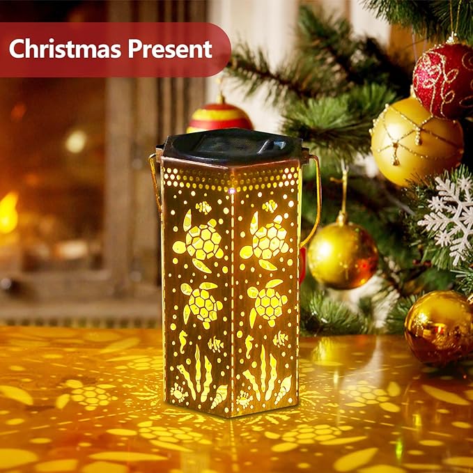 Sea Turtle Gift for Women/Mom/Grandma/Sister,Outdoor Lanterns Tortoise Lanterns Outdoor Waterproof Butterfly, Garden Decor,Christmas, Mother's Day, Thanksgiving Gifts, Solar Decoration for Yard