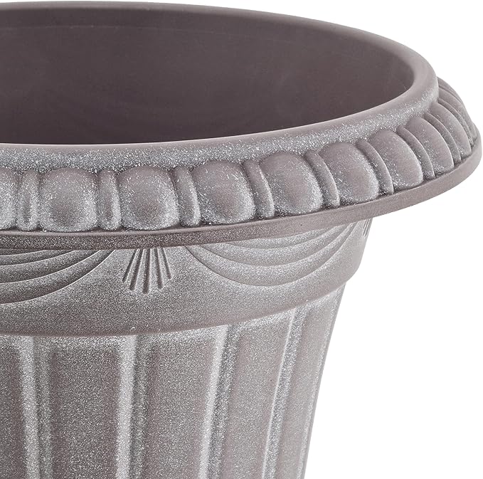 PL20WW Indoor/Outdoor Classic Traditional Plastic Urn Planter, Whitewash, 10" x 12", White Wash