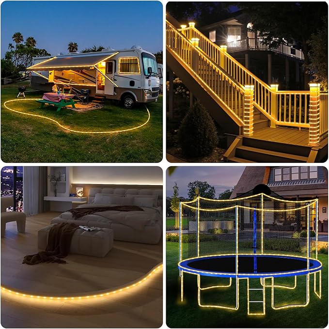 LED Rope Lights Outdoor String Lights,100ft 300LED Flexible Tube Lights Connectable Fairy String Light Plug in Waterproof 8 Modes for Indoor,Outside Home,Yard,Pool,Wedding,Garden,Patio Holiday Decor