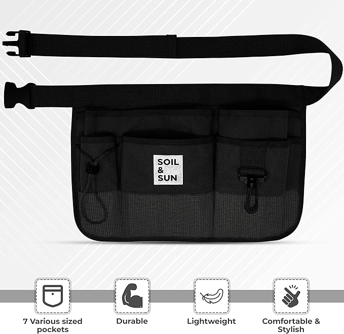 Soil & Sun Garden Tool Belt for Women, Tool Apron, Utility Belt Women, Teacher, Canvas Waist Apron with Pockets,Garden Aprons