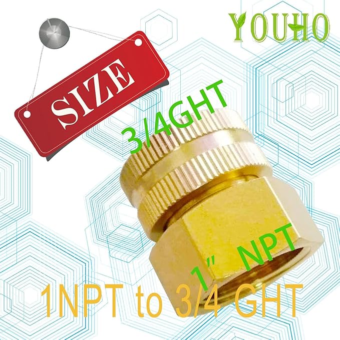 YOUHO Garden Hose Adapter 1" NTP Female x 3/4" GHT(F) Drip Irrigation Tubing to Faucet - Reusable Connector Fittings for Most Rain Bird, Orbit, Dig, Toro, Garden Extension Repair Fitting 1PCS