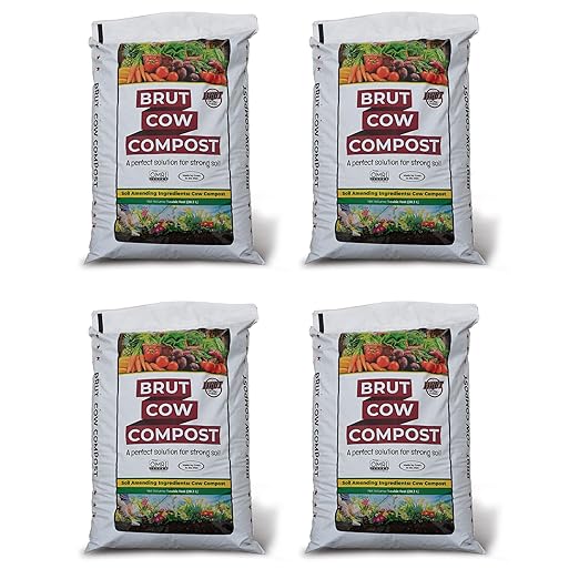 Brut Organic Cow Compost - 10 Quart - Nutrient-Rich Fertilizer for Thriving Gardens - Safe, Pure, and Effective, (4 Pack)