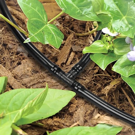 60 Pieces 1/4" Drip Irrigation Tee Fittings：1/4'' Drip Line Double Barbed Tee Connectors for 1/4 Inch Irrigation Tubing Quarter Inch 3-Way T Connector for Irrigation System