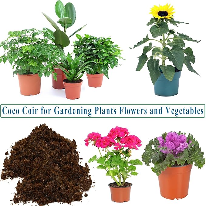 15 Quart Loose Coco Coir Potting Soil for Planting, Coconut Coir with Low EC and pH Balance for Gardening Plants, Flowers Herbs, Vegetables, Terrariums and Reptile Tanks