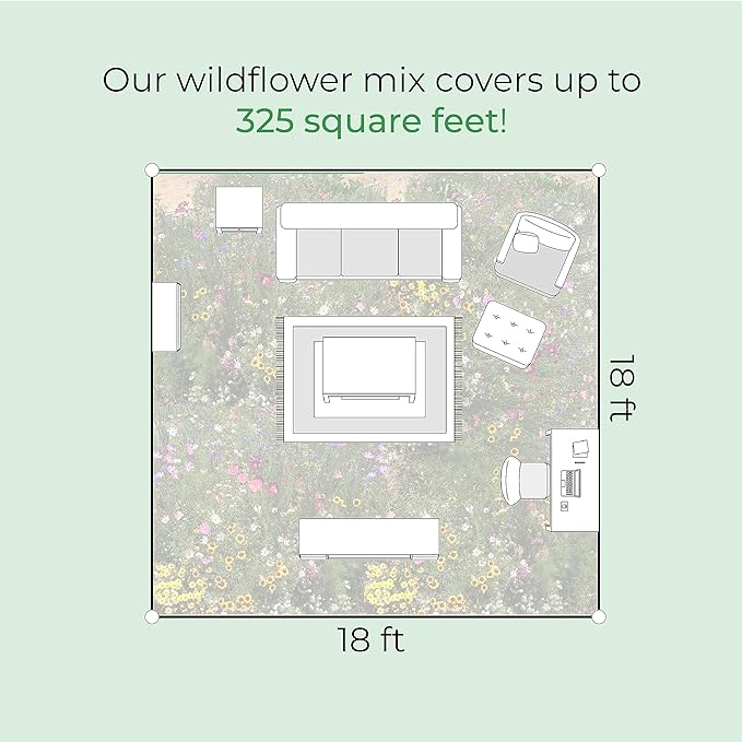 Illinois Wildflower Seed Mix, Covers 325 Sq Ft, 16 Flower Varieties, Over 40,000 Seeds, Created By Nature