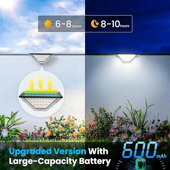 SOLPEX Solar Step Lights Outdoor,Solar Stair Light for Outside,Two-Sided Deck Lights with 33 LEDs,Waterproof IP65 for Garden,Fence,Deck,Steps,Stair,Porch（6 Pack,Cold White）