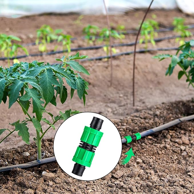 12 Pieces Drip Irrigation Coupling, 5/8 Inch Universal Connector Drip Tubing Fittings, Compatible with Most 16-17 mm Tubing or Sprinkler Systems(Green)