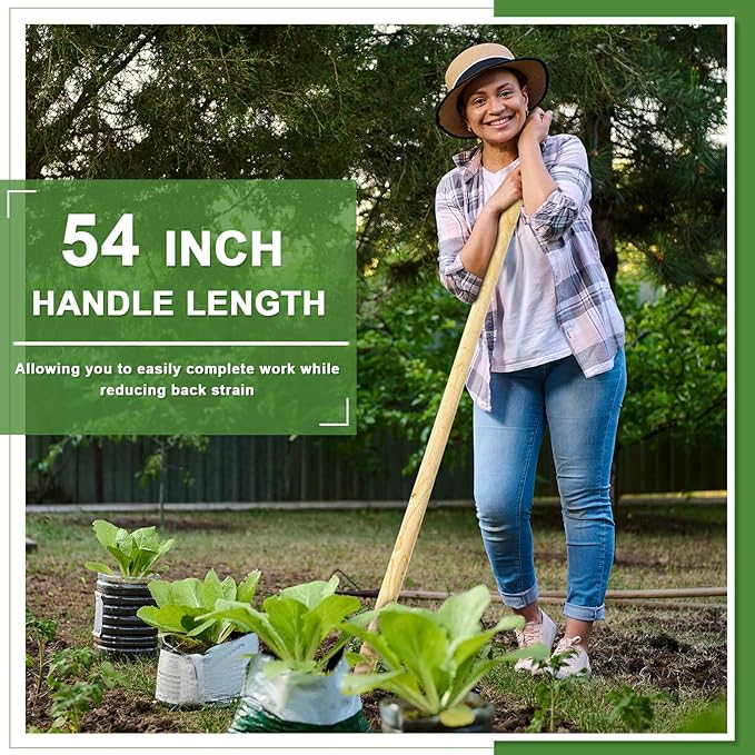 Lasnten 2 Pcs Solid Wood Replacement Handle for Round Eye Hoe 54 in Grub Hoe Handle 1.38-1.77 in Head for Garden Shovel Digging Spading Fork Rake Gardening Tool