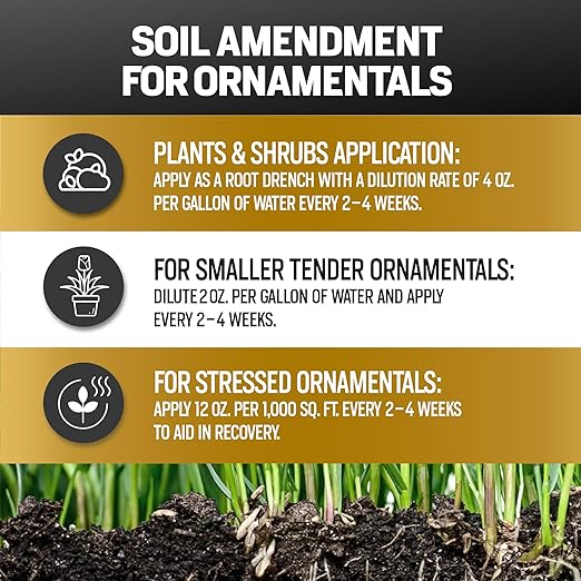 64oz 20% Humic Acid for Lawn - Covers 10,000 sq ft, Humic20 Soil Amendments, Ideal Soil Conditioner for Lawns, Promotes Aeration & Better Structure for Stronger Roots & Healthy Grass Growth