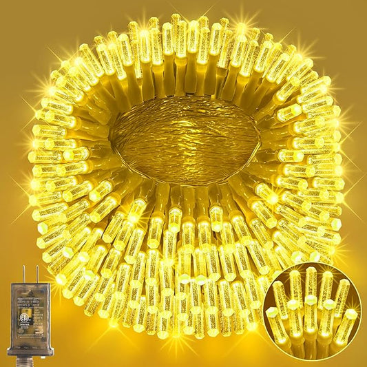 Heceltt 1140 LED 449 FT String Lights Outdoor, 8 Modes Warm White Christmas Lights Plug in, IP44 Waterproof Led String Lights with Timer and Memory for Xmas Yard Party Garden Decorations