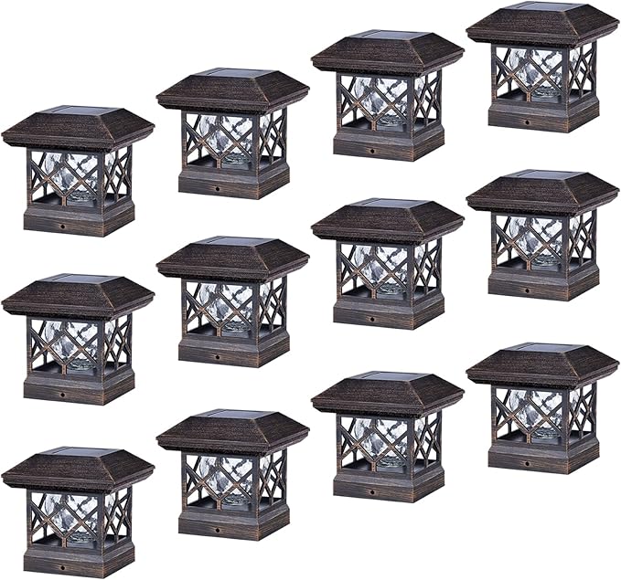 TWINSLUXES Solar Cap Lights Outdoor - Waterproof LED Fence Solar Lights for 3.5x3.5/4x4/5x5 Wood Posts in Patio, Deck or Garden Decoration