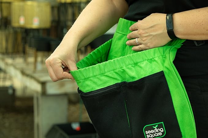 Seeding Square Harvest Apron Hands-Free Gardening Apron for Fruits, Vegetables, Tools – Adjustable, Durable, Washable