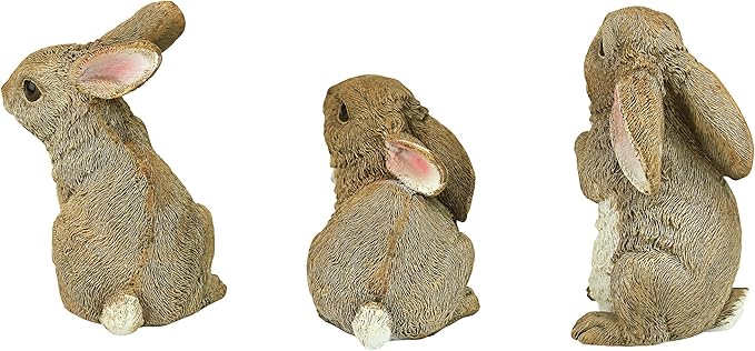 Design Toscano QM92008 The Bunny Den Rabbits Indoor/Outdoor Garden Animal Statues, 3 Inches Wide, 4 Inches Deep, 5 Inches High, Full Color Finish