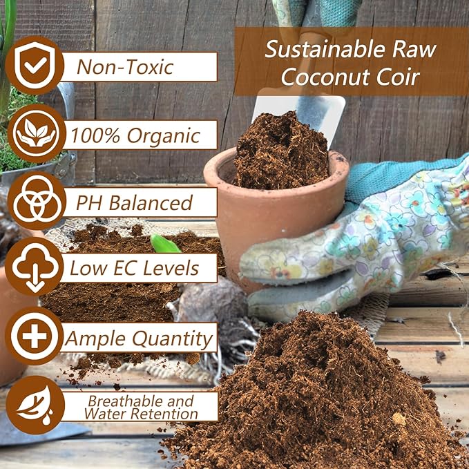 ZENFUN 12 Packs 17 lb Coco Coir Organic Brick for Plants, 100% Natural Coconut Coir Pith, Compressed Coco Bricks, Coco Fiber for Soilless Gardening, High Nutrition Coconut Soil Coco Fiber