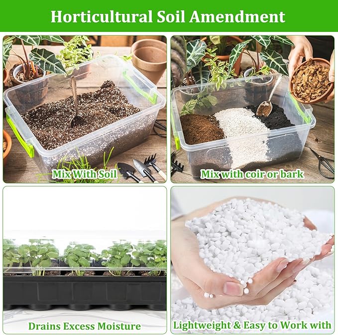 Legigo 10 Quarts Organic Horticultural Perlite for Plants Indoor- Natural Horticultural Soil Additive Conditioner Mix for Improves Drainage, Ventilation and Root Growth