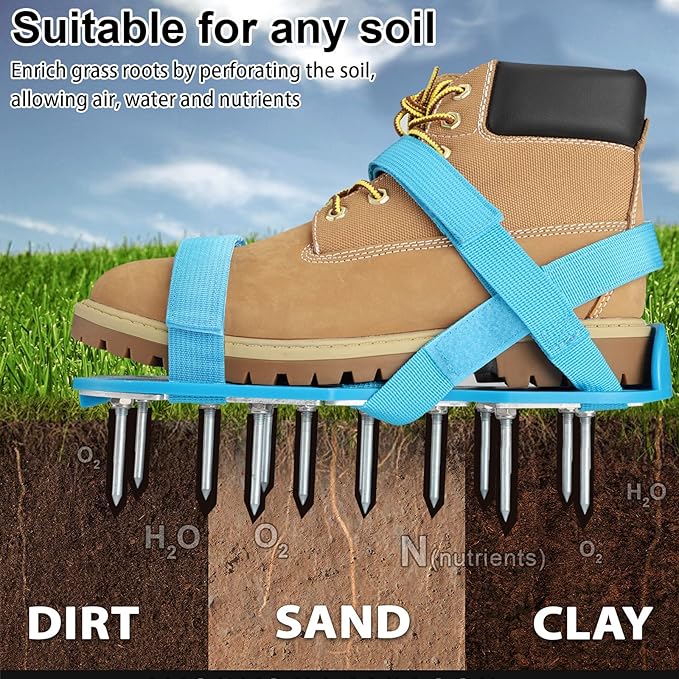 Lawn Aerator Shoes for Grass - Pre-Assembled Grass Aerator Shoes for Lawn - Soil Yard Aerator Tool for Aerating Patio Garden