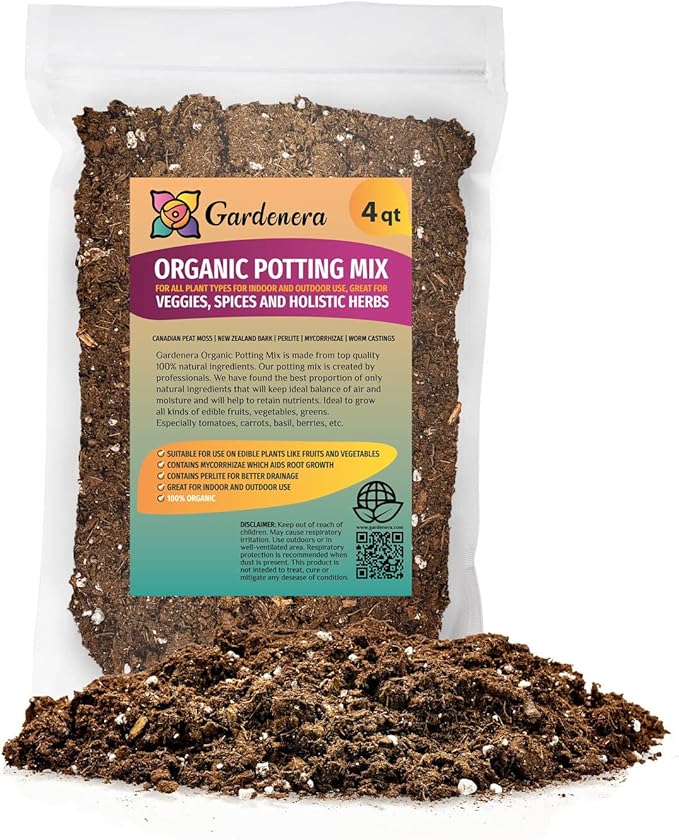 Organic Potting Mix for All Plant Types for Indoor and Outdoor Use, Great for Veggies, Spices, and Holistic Herbs - (4 Quart Bag)