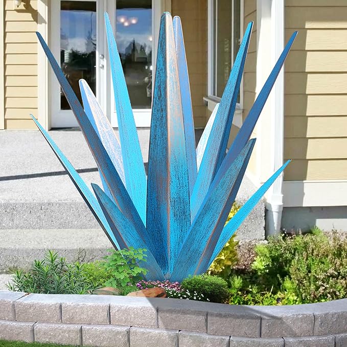Large Tequila Rustic Sculpture, Rustic Metal Agave Plants for Outdoor Patio Yard, Garden Statue Outdoor Clearance Lawn Ornaments
