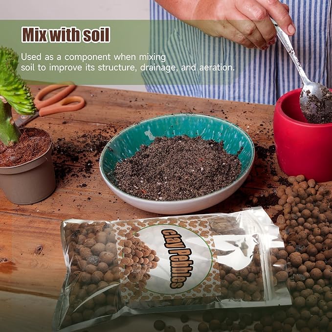 1.1 LB Clay Pebbles Leca Balls for Plants, hydroponic expanded clay pebbles, Ideal for Potted Planter drainage rocks material