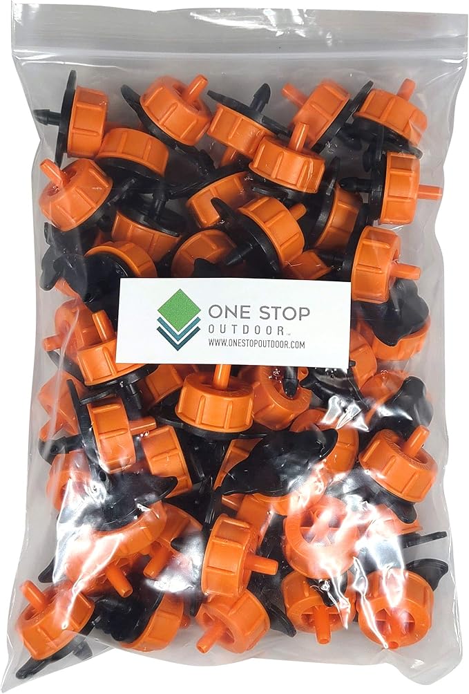 One Stop Outdoor (50-Pack) - 4 Gallons Per Hour Pressure Compensating Orange Drip Emitters - Premium Drippers for Drip Irrigation (4 Gallons Per Hour)