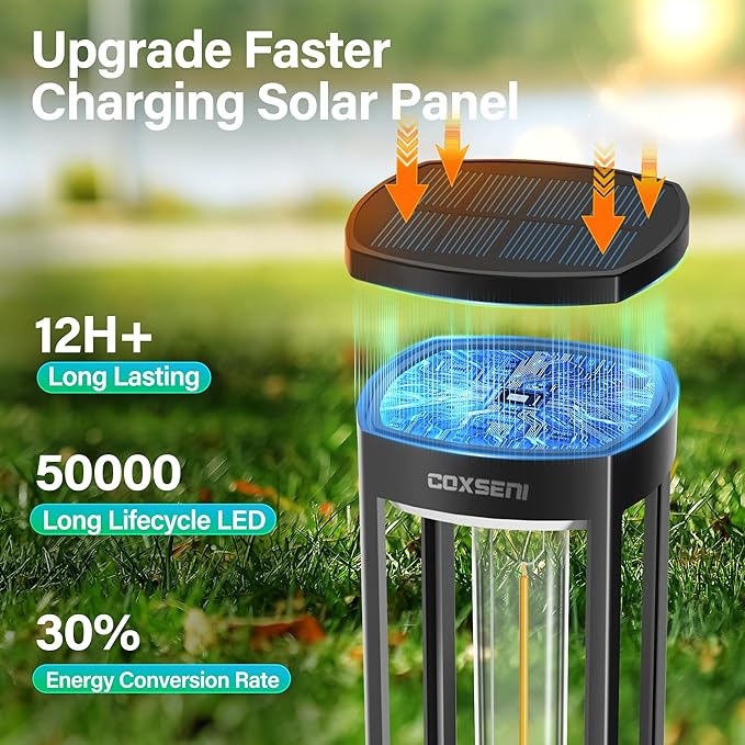 Solar Path Lights Outdoor 8 Pack, Bright Solar Pathway Lights Outside Waterproof, Solar Powered Landscape Lights for Walkway Driveway Lawn Patio Sidewalk Garden Yard, Cool White