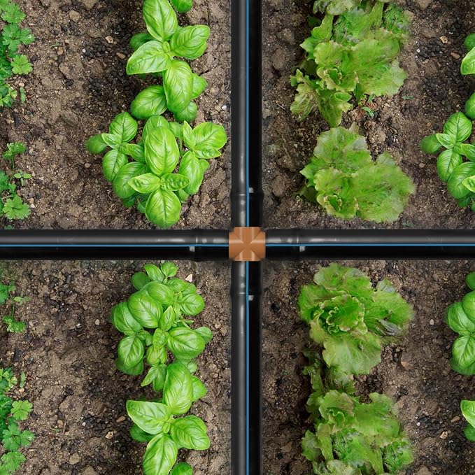 Drip Irrigation Cross Fittings, 12 Pieces 1/2'' Drip Line Barbed Cross Tee Connectors for 1/2 Inch Irrigation Tubing 4-way Cross for Garden Drip Sprinkler Systems