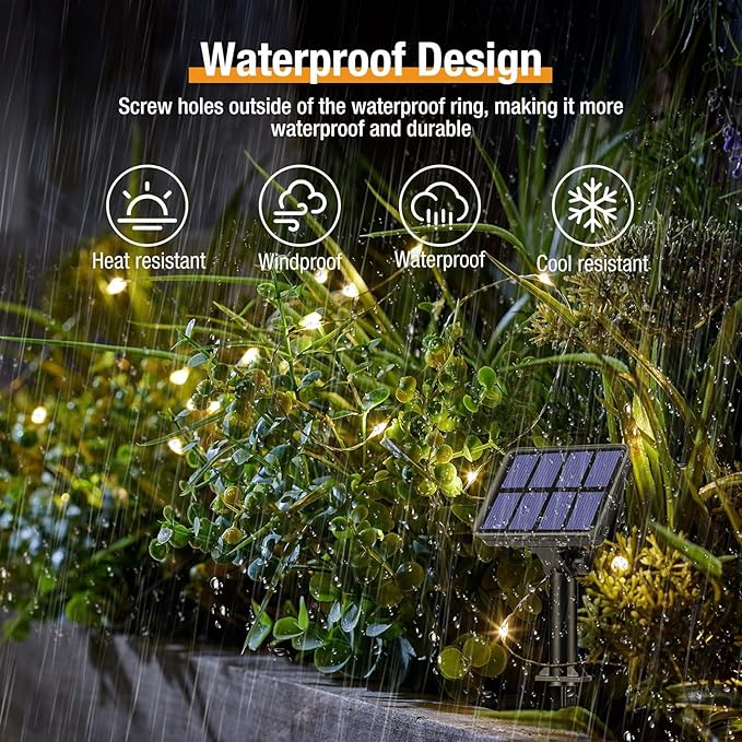 4 Pack Solar String Lights Outdoor - 320LED 132FT Solar Fairy Lights Outside Waterproof 8 Modes, Copper Wire Solar Powered Twinkling Lights for Tree Garden Patio Christmas Wedding Party Decorations
