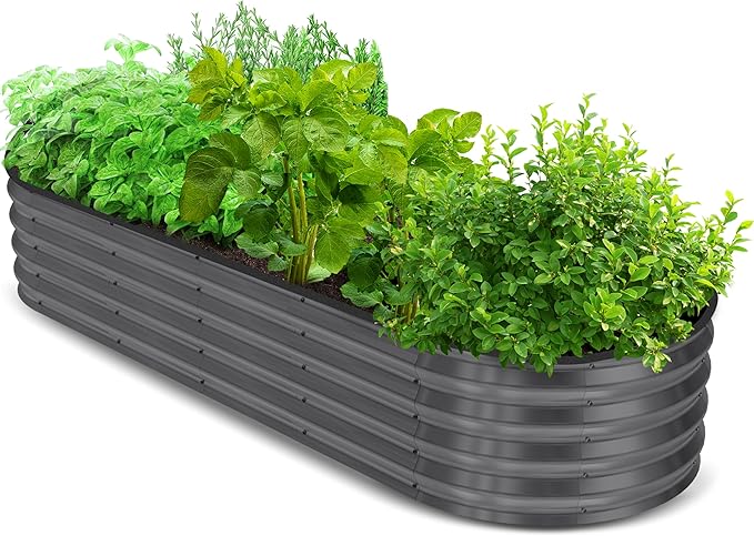 Utopia Home Galvanized Raised Garden Bed Kit 6x2x1ft, Planter Box Raised Garden Beds Outdoor, Easy Assembly Metal Raised Bed for Gardening Vegetables, Fruits, Flowers - Pack of 01 - Dark Grey