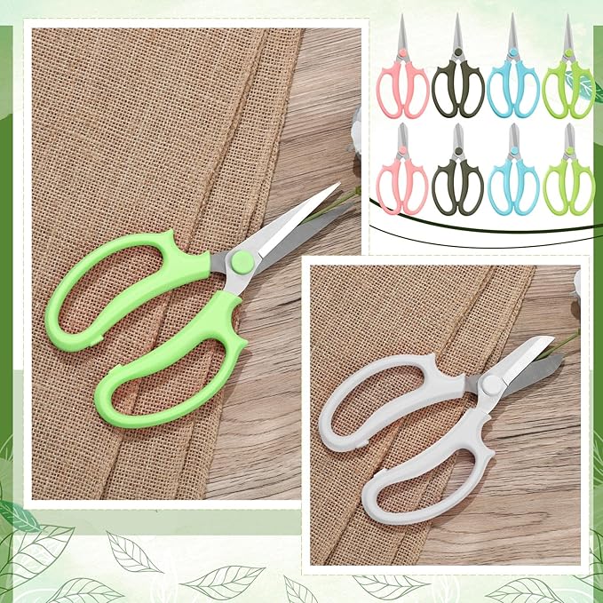 Amylove 12 Pcs Garden Flower Scissors Pruning Scissors Floral Shears Stainless Steel Garden Clippers with Comfortable Handles Flower Cutters for Branches Leaves Fruit Picking Trimming(Cute Color)