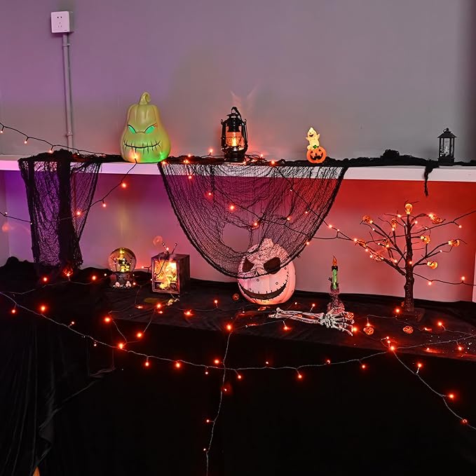 600 LED Halloween Lights, 216 FT Waterproof Halloween String Lights, Orange Halloween Lights Outdoor with 8 Lighting Modes for Halloween Outdoor Party Yard Garden Decoration