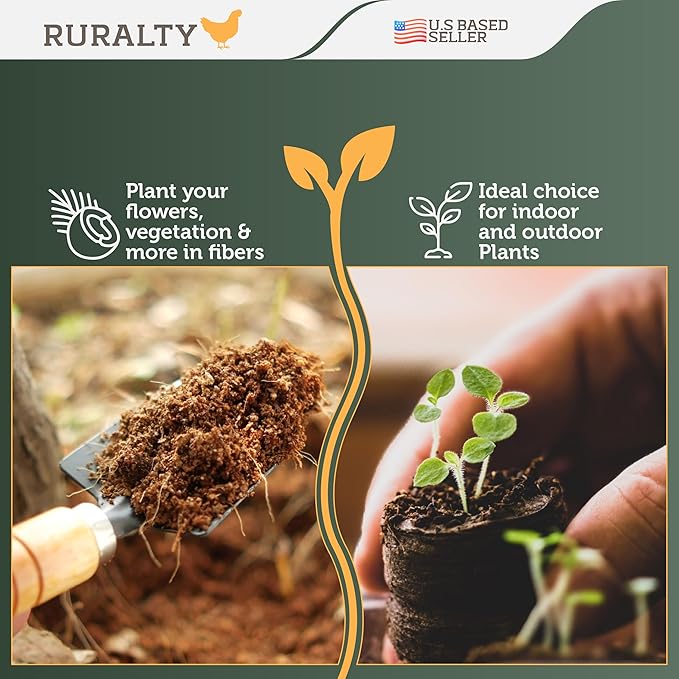 Ruralty Coconut Potting Mix - Natural Coco Coir Brick 10-Pound Coco Peat Potting Soil Indoor Plants and Outdoor