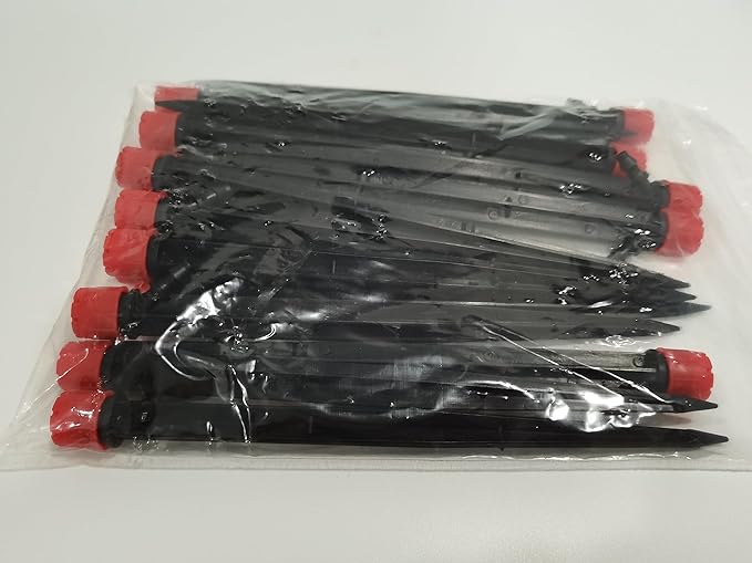 Kalolary 20PCS Drip Emitters for Irrigation, 1/4 Inch Drip Irrigation Emitters Parts 360 Degree Adjustable Water Flow Sprayer with Stake for 4/7mm Tube Micro Drippers System for Lawn Yard Pot (Red)