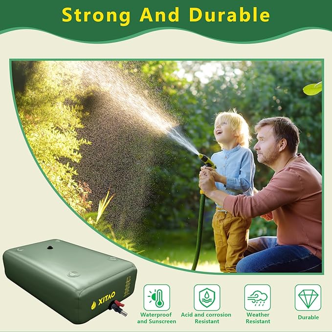 XITAO Water Storage Bladder w/Water Level Indicator, Large Capacity Foldable Water Storage Containers, Portable Emergency Water Tank Water Bag for RVs, Fire Prevention, Irrigation (142Gal)