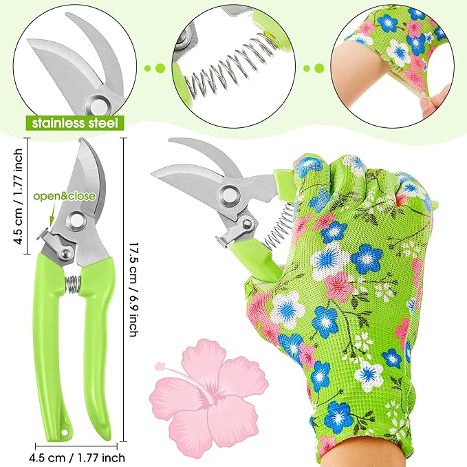 WILLBOND 10 Pcs Rose Thorn Stripper Tool Valentines Gifts Florist Supplies Rose Thorn Remover Kit Garden Remover for Flower Stripper Kit Florist Tool, Floral Gloves Tape(Green,Flower)