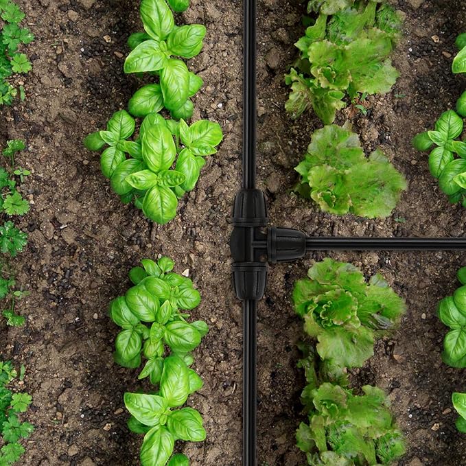 1/4 Inch Drip Irrigation Tee Fittings, 25 Pieces 1/4'' Drip Line Barbed Locked Tee Connectors for 1/4 Inch Irrigation Tubing Anti-leak 3-Way Irrigation Parts for Garden Drip Sprinkler Systems