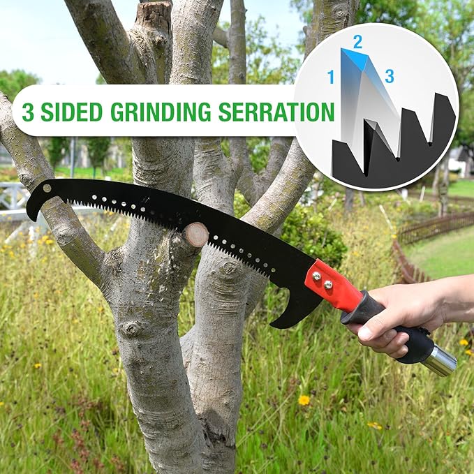 Scalebeard 26FT Pole Saws for Tree Trimming, Lightweight & Sturdy Tree Pruner with Thickened Saw Blade and Scissors for High Branches Trimming, Extendable Tree Trimmer for Pruning Palms and Shrubs