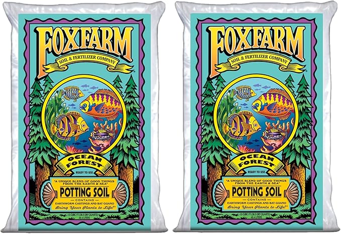FoxFarm Ocean Forest Potting Soil, 1.5cu ft (Pack of 2) - Light, Aerated Texture, Designed for All Container Plants - pH Adjusted for Optimal Nutrient Uptake, Effectively Retains Moisture