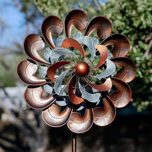 Wind Spinner Outdoor Garden Decor, Wind Spinners for Yard and Garden, 84 inch Copper Wind Sculptures & Spinners for Yard Decorations - Larger Spinners