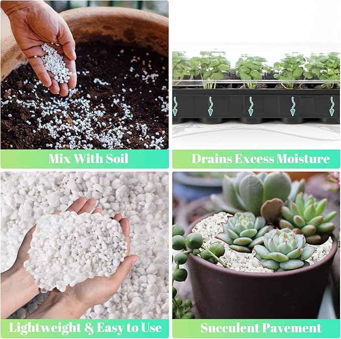 Legigo 8 Quarts Organic Horticultural Perlite for Plants Indoor- Natural Horticultural Soil Additive Conditioner Mix for Improves Drainage, Ventilation and Root Growth