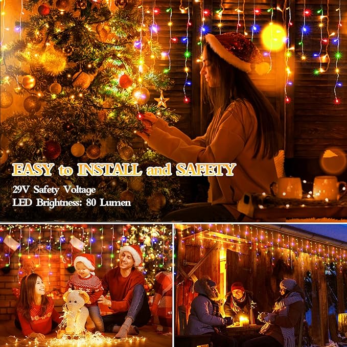 49FT 480LED Christmas Lights Decorations Waterproof 8 Modes Christmas Lights Outdoor with Memory and Timer Fairy Lights Plug-in Christmas String Lights for Holiday Party Wedding Home Roof