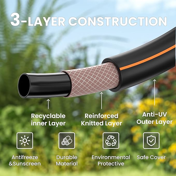 Giraffe Tools Leader Hose 2ft x 5/8", Short Water Hose Heavy Duty, Lightweight, Flexible Hybrid Hose with Swivel Handle, Male to Female Fittings