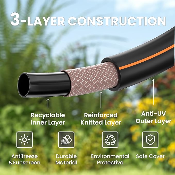 Giraffe Tools Leader Hose 6ft x 5/8", Short Water Hose Heavy Duty for Hose Reel, Lightweight, Flexible with Double Female Fittings