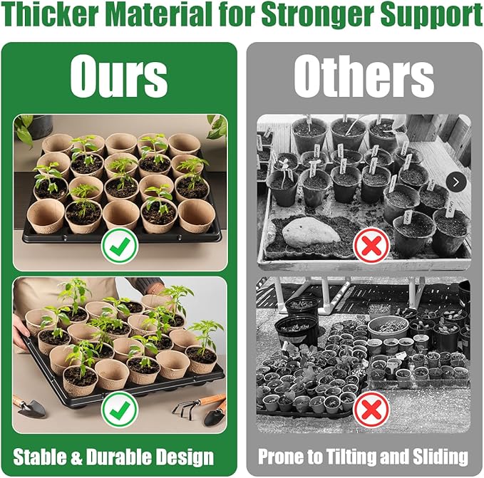 20 Cell Plant Trays for Carrying 3 inch Round Nursery Pots, Sturdy Plastic Trays Suitable for Holding 100 pcs Peat Pots (5 Packs)