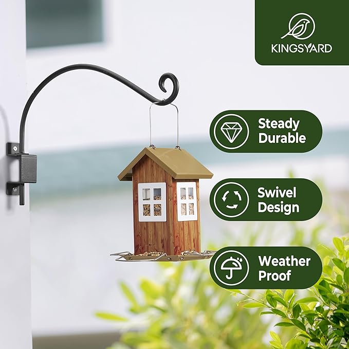 Kingsyard 2 Pack Swivel Plant Hangers Outdoor - 16 Inch Heavy Duty Wall Plant Hooks for Hanging Plant Baskets Bird Feeder Lanterns Wind Chimes